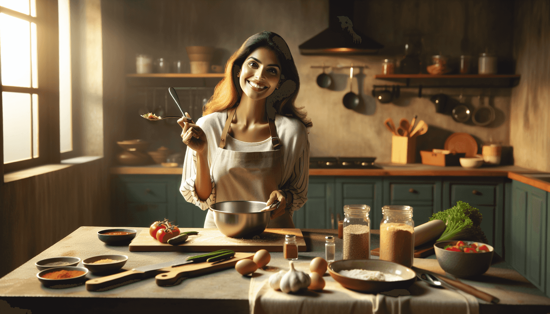 Person cooking a delicious meal in a cozy kitchen
